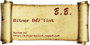 Bitner Bálint névjegykártya